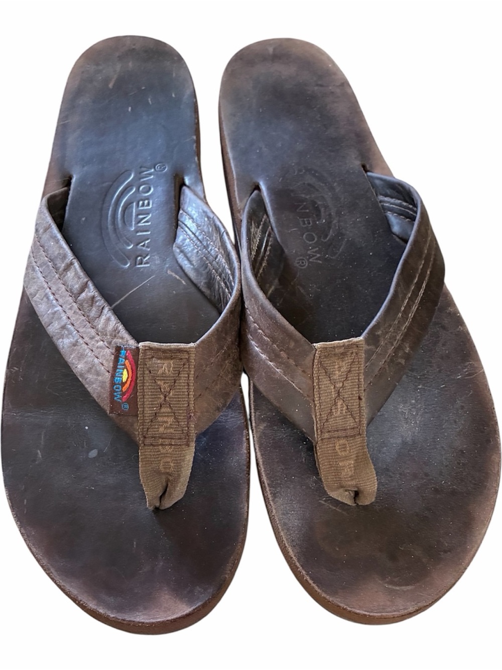 😎 Rainbow dark brown leather sandals